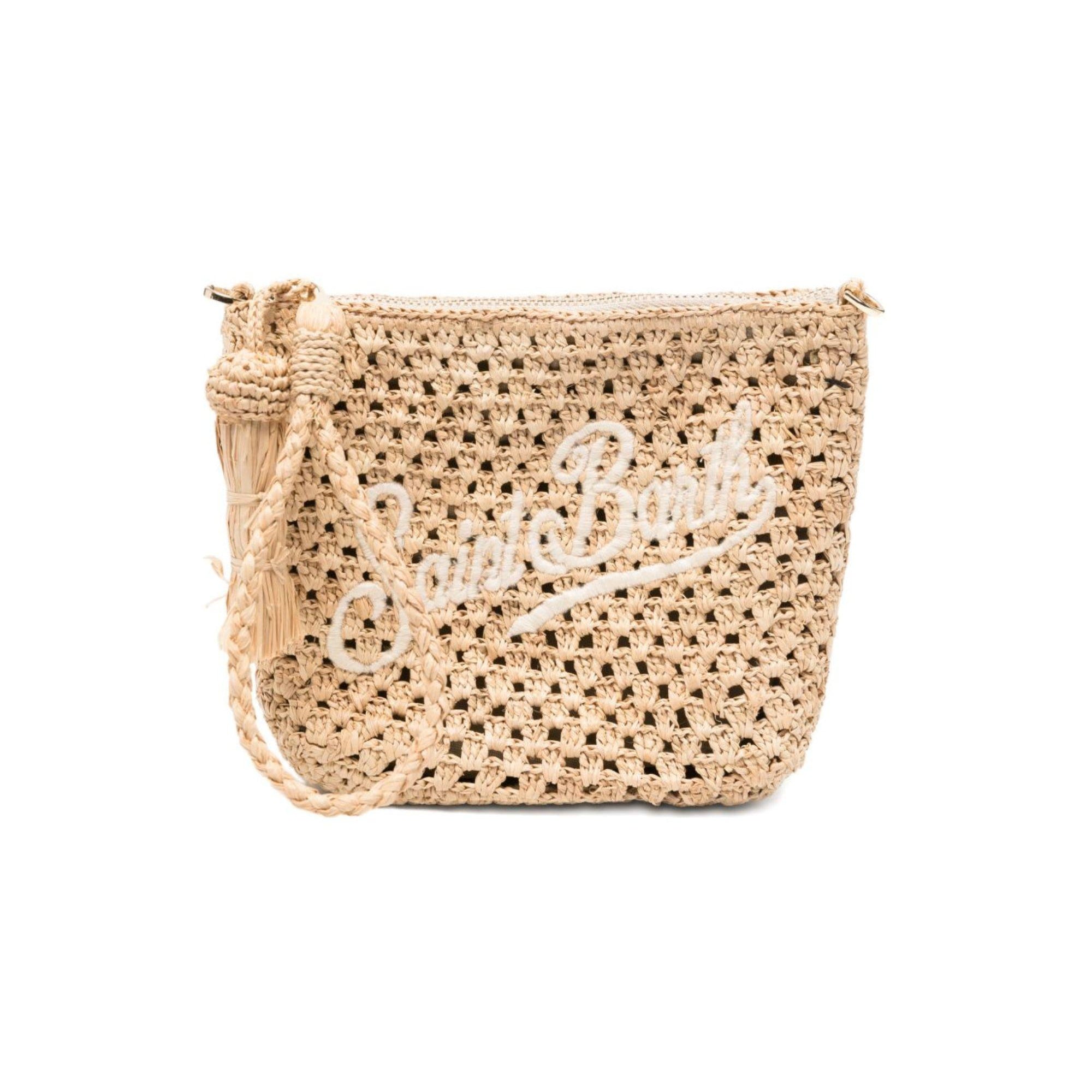 Pouch in rafia MC2 Saint Barth beige con ricamo logo RAFP001 00878L MC2 ST. BARTH KIDS