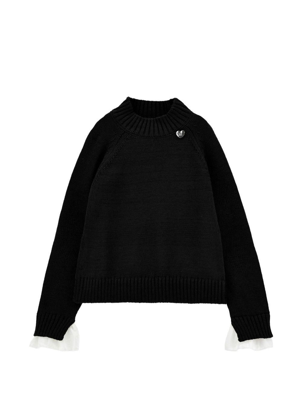 Maglione per bambina Monnalisa Kids nero con design lavorato a maglia 17H601 8060 0050 MONNALISA KIDS