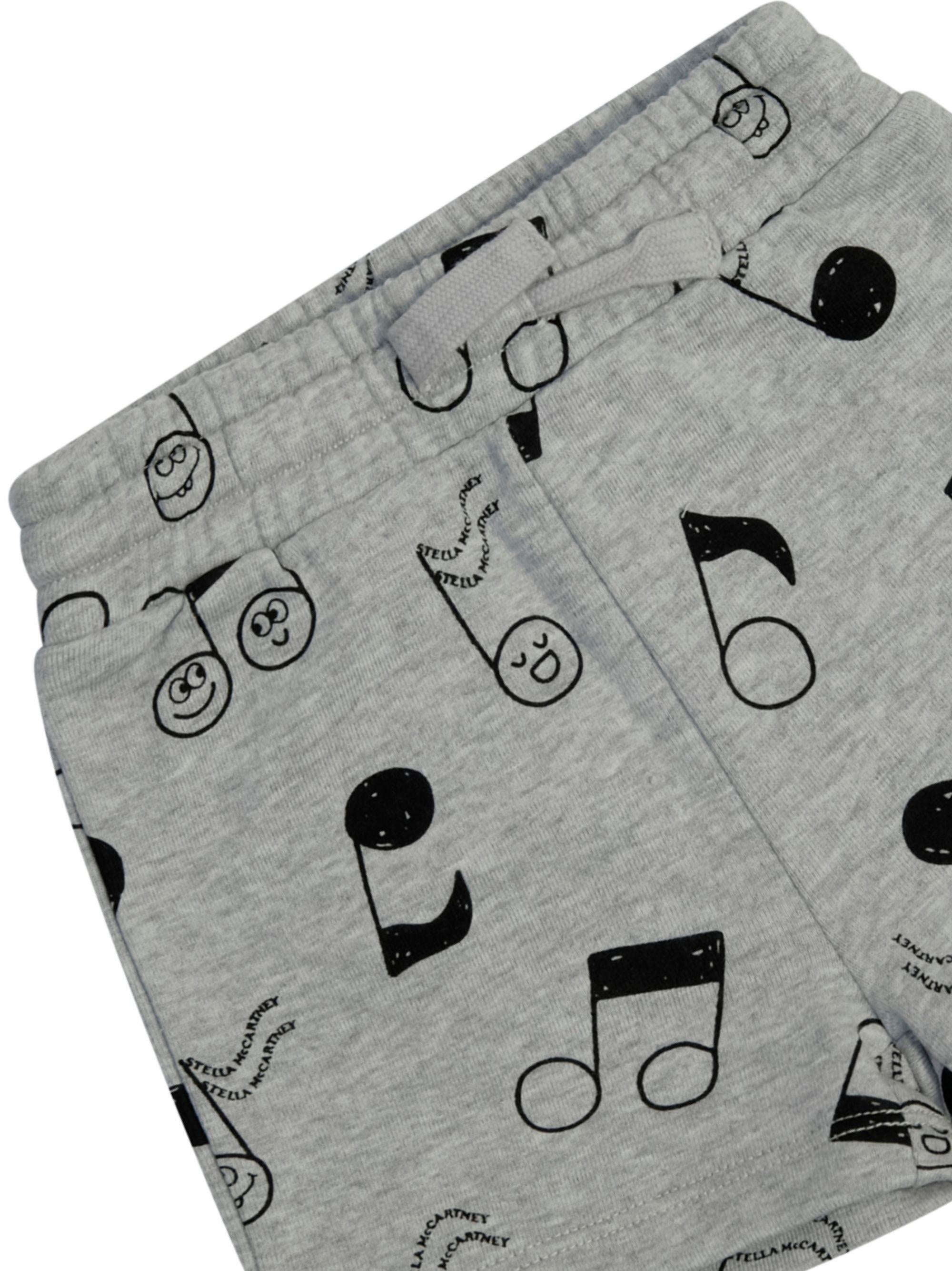 Shorts per neonato Stella McCartney Kids grigio con stampa note musicali all-over TY6539 Z3563 807NE STELLA McCARTNEY KIDS