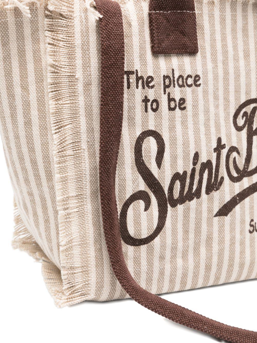 Borsa Colette MC2 Saint Barth bianca e beige con motivo a righe COL0001 03450L MC2 ST. BARTH KIDS