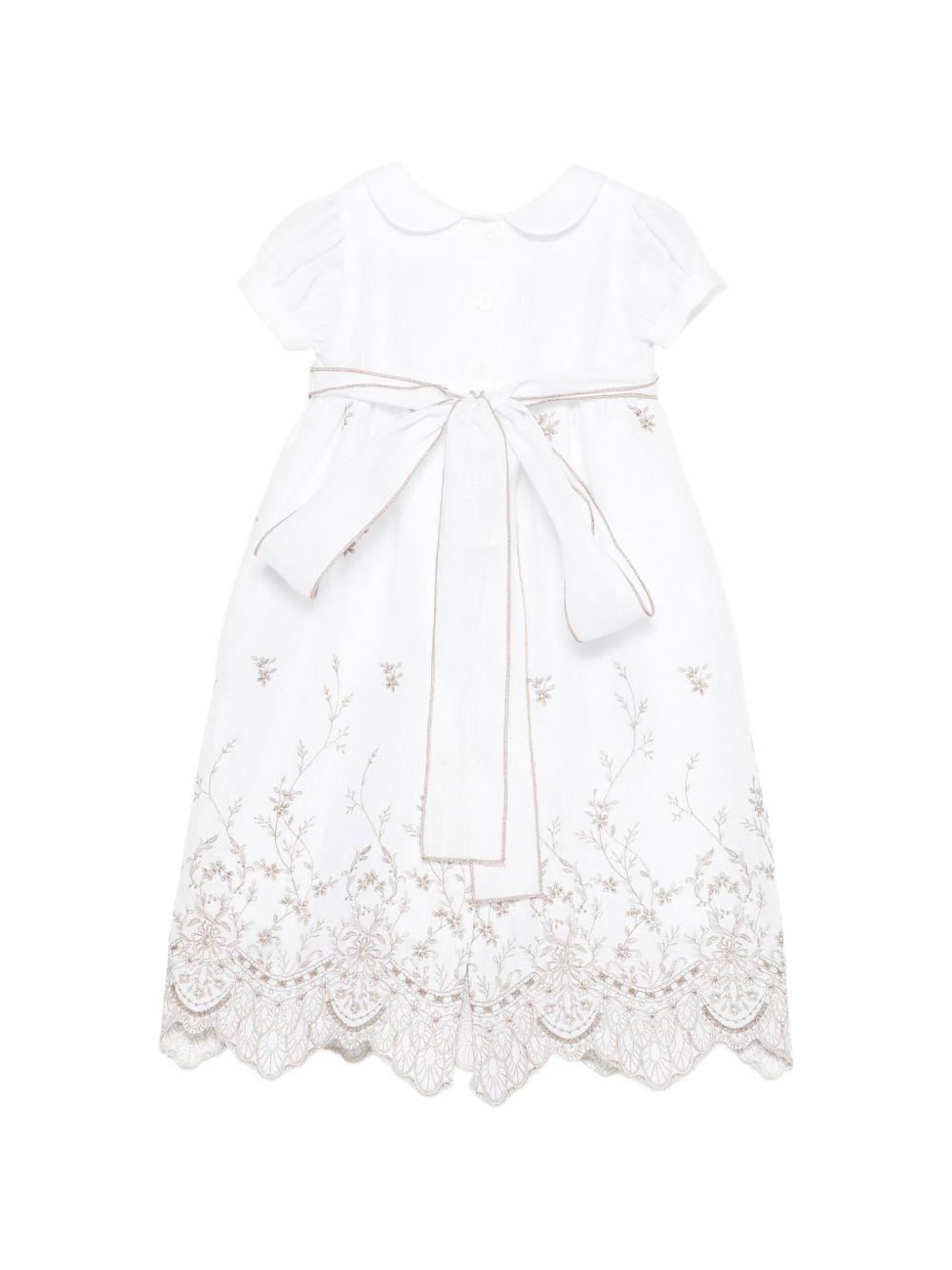 Abito per neonata Jesurum bianco con ricamo floreale REZZONICO BIANCO/ORO JESURUM KIDS