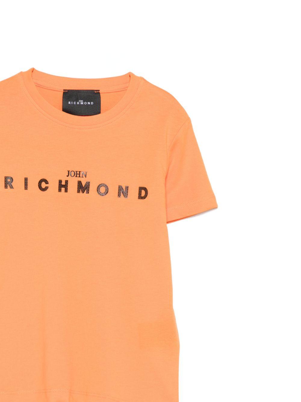 T-shirt per bambino John Richmond Junior arancione con logo sul davanti RBP26008TS ORANGE PEEL JOHN RICHMOND KIDS