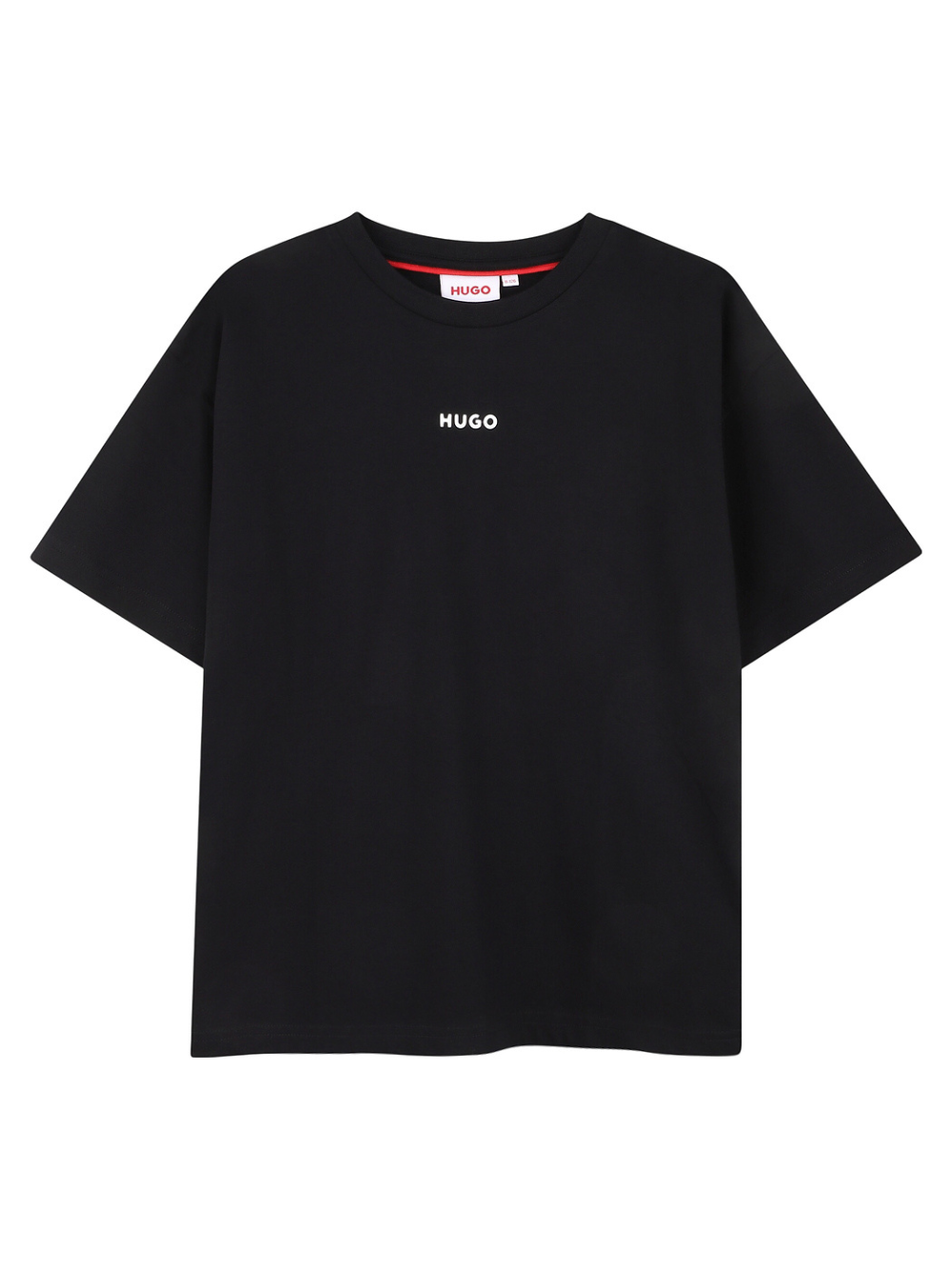 T-shirt per bambino Hugo Kids nera con logo sul davanti G00434 09B Hugo