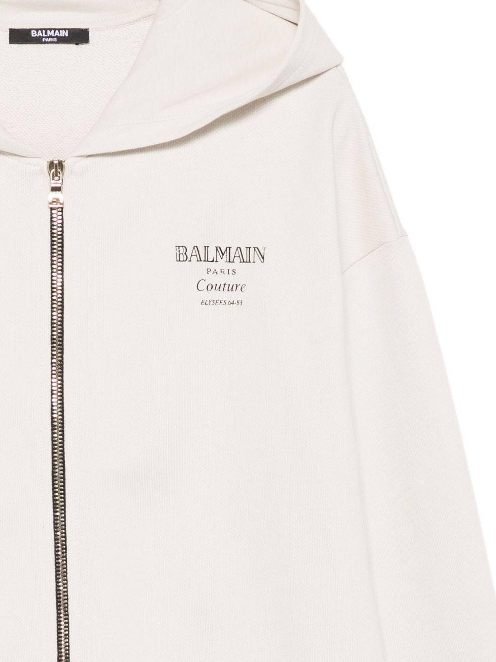 Felpa per bambino Balmain Kids beige con chiusura con zip BX4P50 Z3183 107NE BALMAIN KIDS