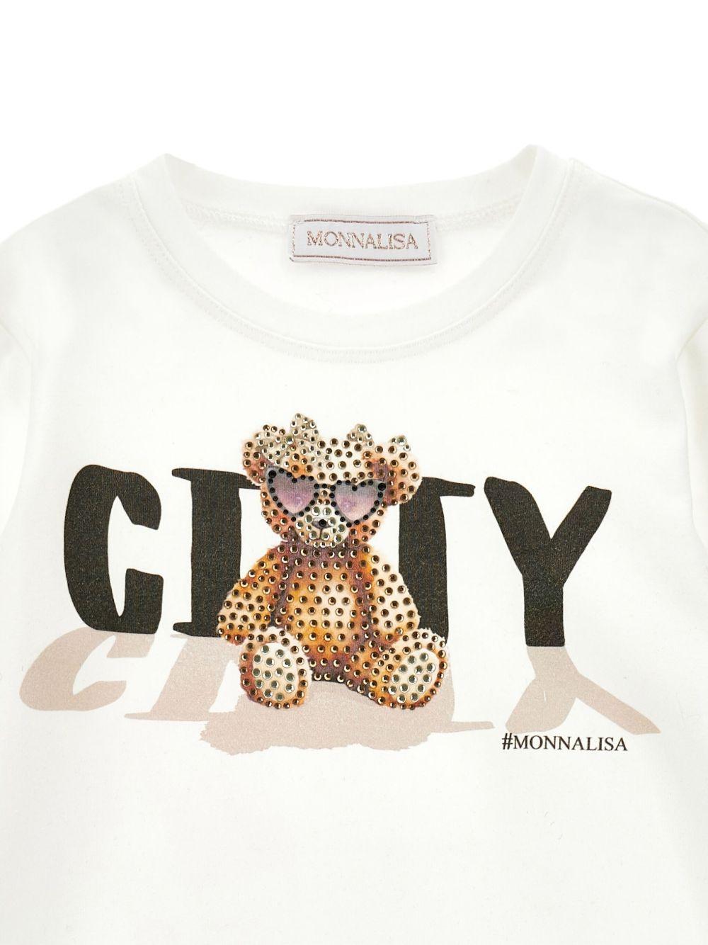 T-shirt per bambina Monnalisa bianca con illustrazione Teddy Bear 19F624 6003 0001 MONNALISA