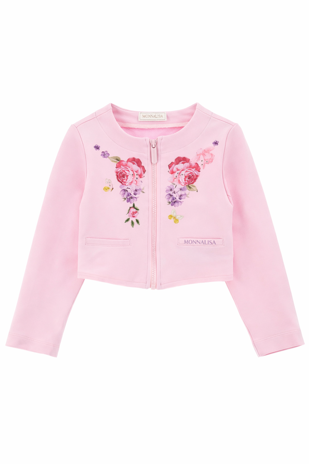 Felpa per bambina Monnalisa rosa con ricamo a fiori 19G801 7007 0090 MONNALISA KIDS