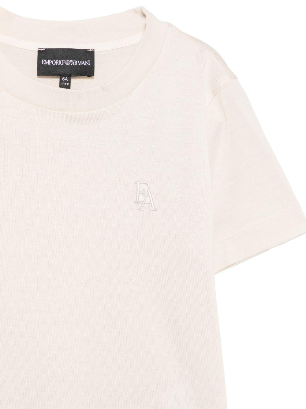 T-shirt per bambino Emporio Armani Kids bianca con patch lettere EB001644 AF10127 U1009 EMPORIO ARMANI KIDS