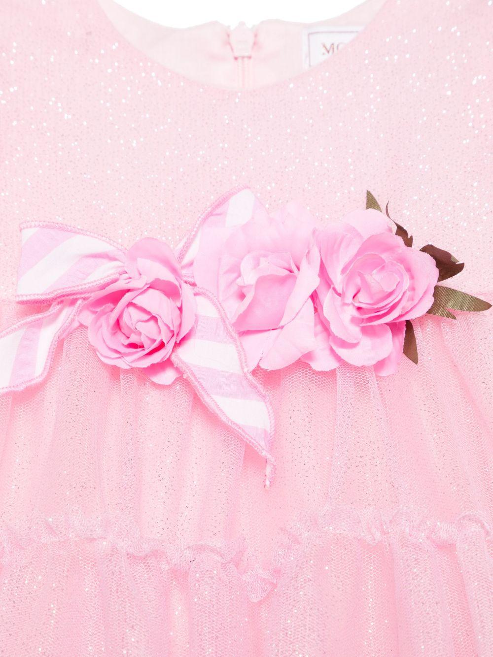 Abito per neonata Monnalisa rosa in tulle con dettaglio glitter 31E903 5907 9075 MONNALISA