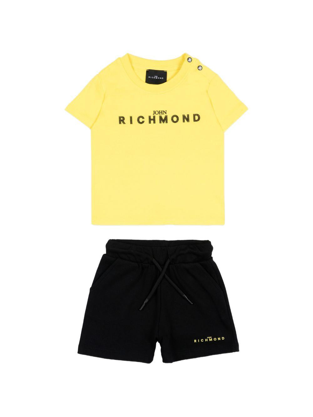 Set due pezzi per neonato John Richmond Junior giallo con dettaglio logo RIP26006CJ YELL B/BLK JOHN RICHMOND KIDS