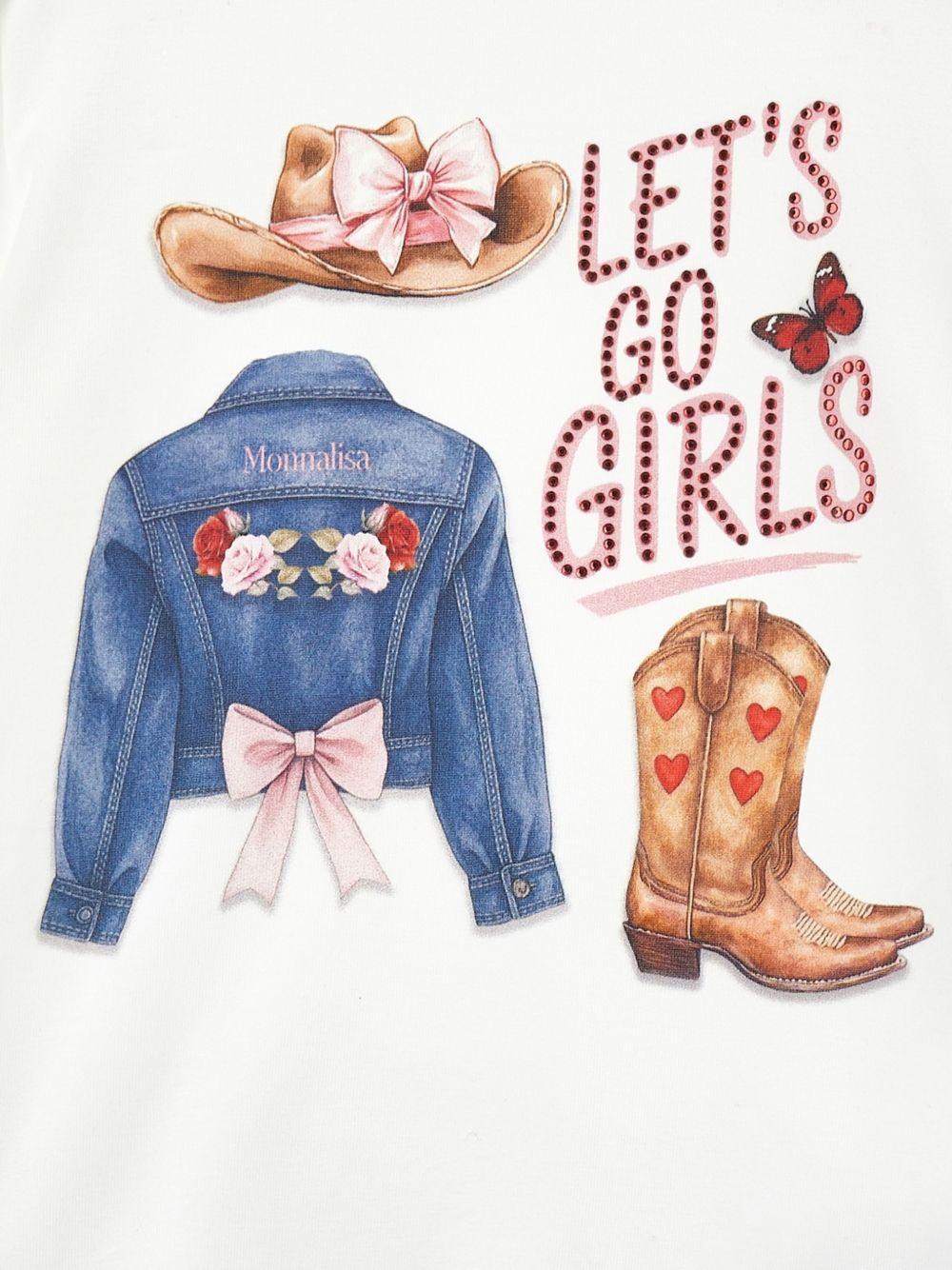 T-shirt per bambina Monnalisa Kids bianca con stampa grafica 11H613 8201 0001 MONNALISA KIDS