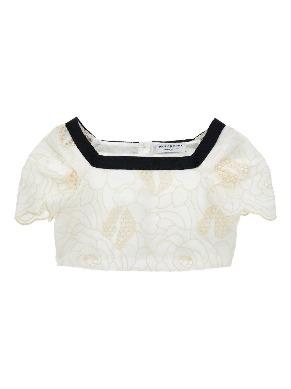 T-shirt per bambina Philosophy di Lorenzo Serafini Kids bianca con scollo quadrato I1G309 7947 0102 PHILOSOPHY KIDS