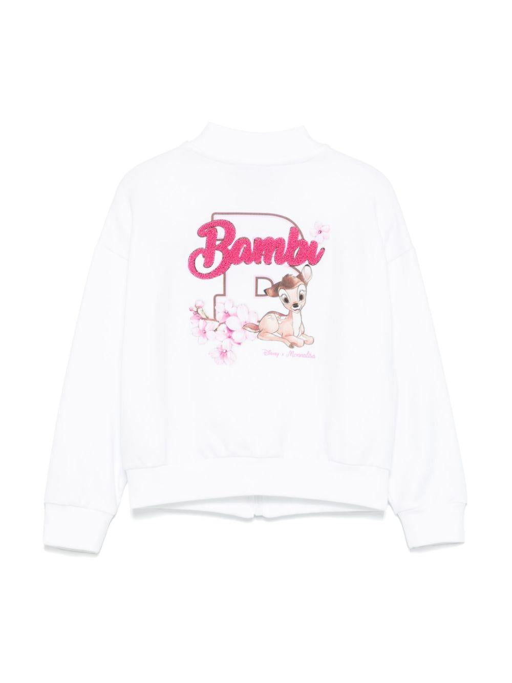 Felpa per bambina Monnalisa bianco con stampa Bambi x Disney 19E800 5003 0099 MONNALISA