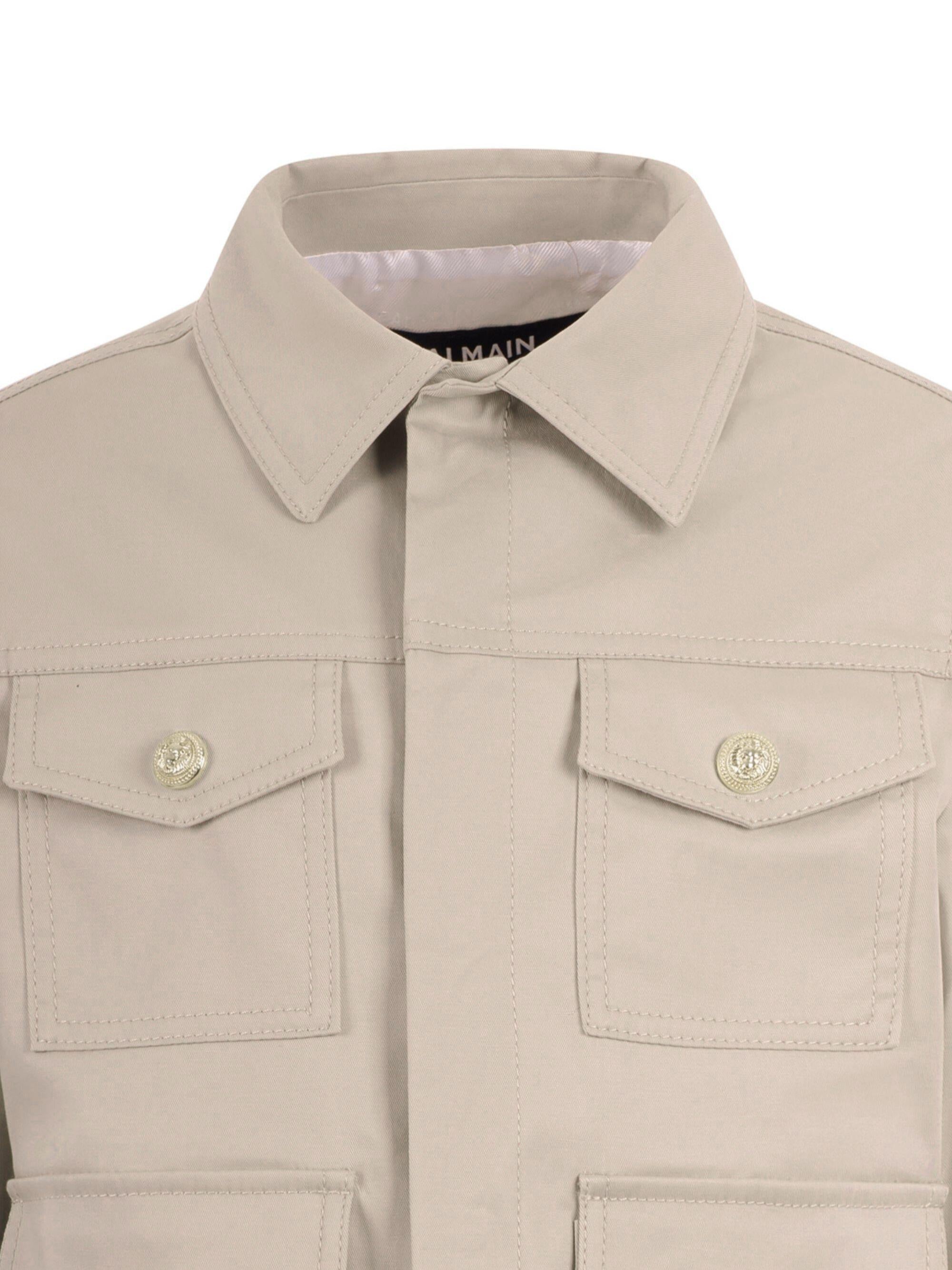 Giacca per bambino Balmain Kids beige con colletto a punta BY2P47 G0197 107 BALMAIN KIDS
