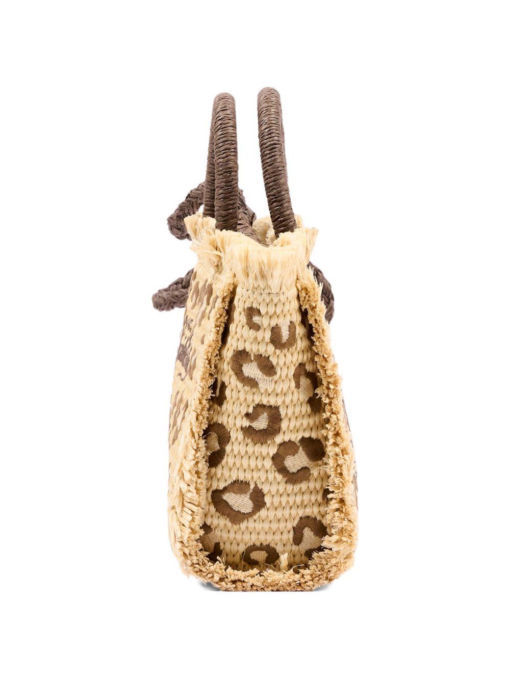 Borsa tote MC2 Saint Barth beige con frange e stampa leopardata VAMI009 00349L MC2 ST. BARTH KIDS