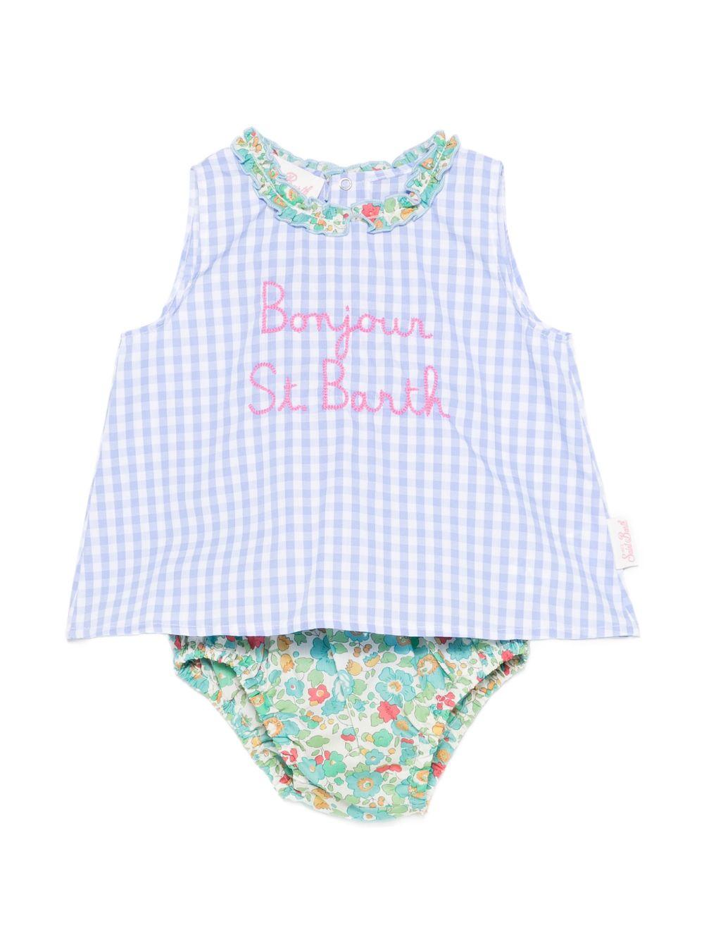 Abito Abbie per neonata MC2 Saint Barth Kids multicolore con scritta "Bonjour St. Barth" ricamata ABB0002 03254L MC2 ST. BARTH KIDS