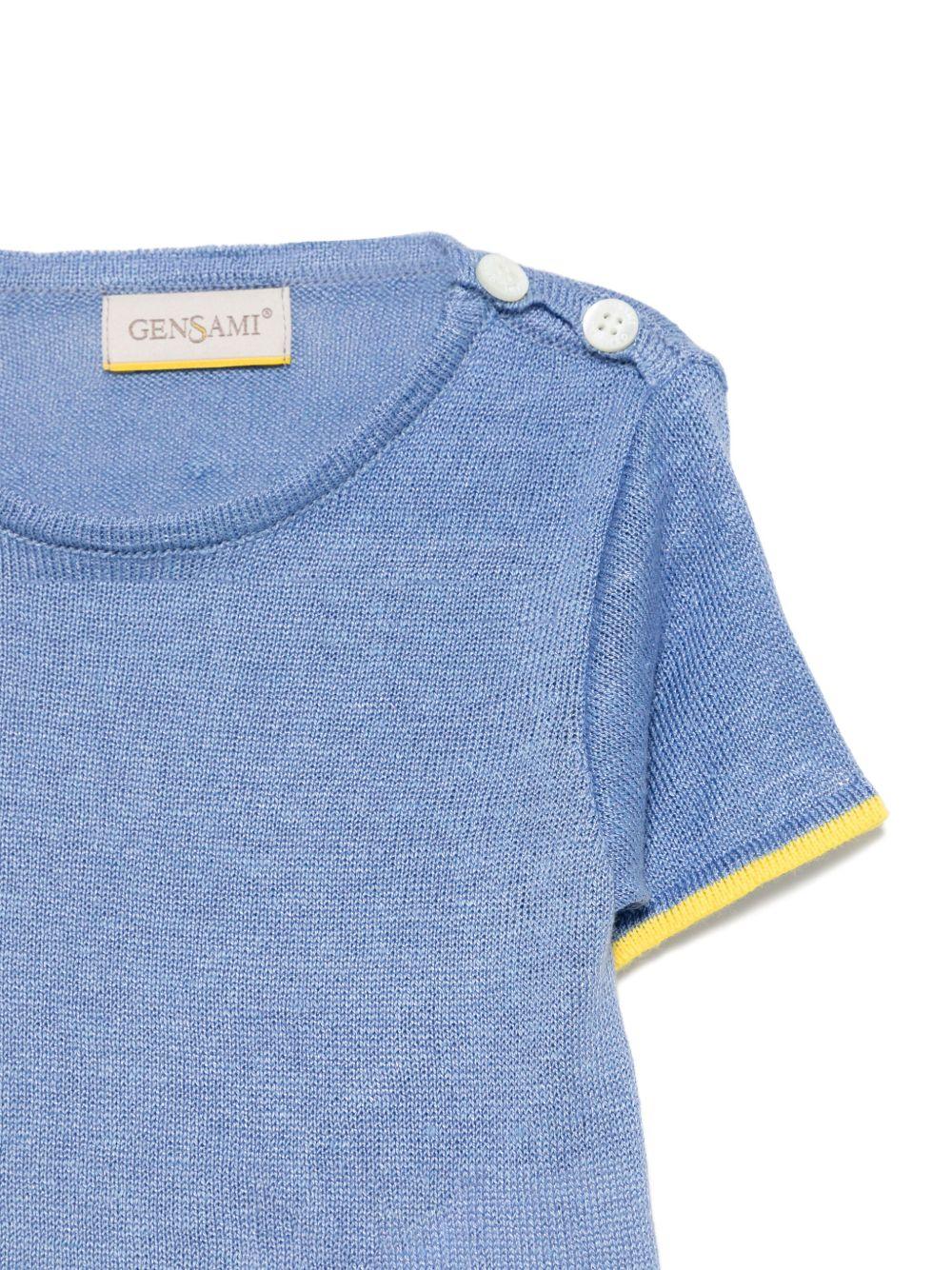 T-shirt per neonata Gensami kids azzurro in maglia GIR01-B-SOFT OCEAN BLUE GENSAMI KIDS