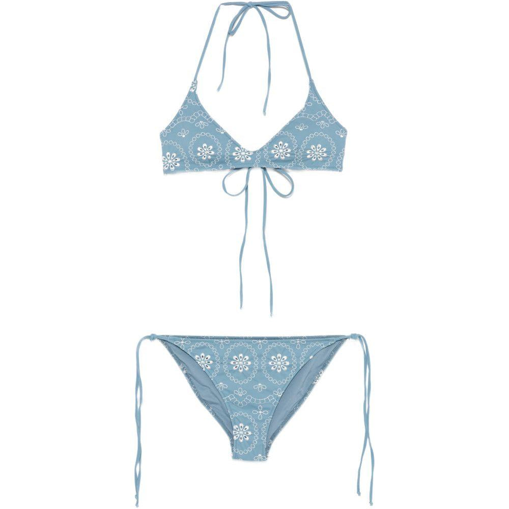 Bikini da donna MC2 Saint Barth blu con ricamo floreale VIR0001 00020L MC2 ST. BARTH