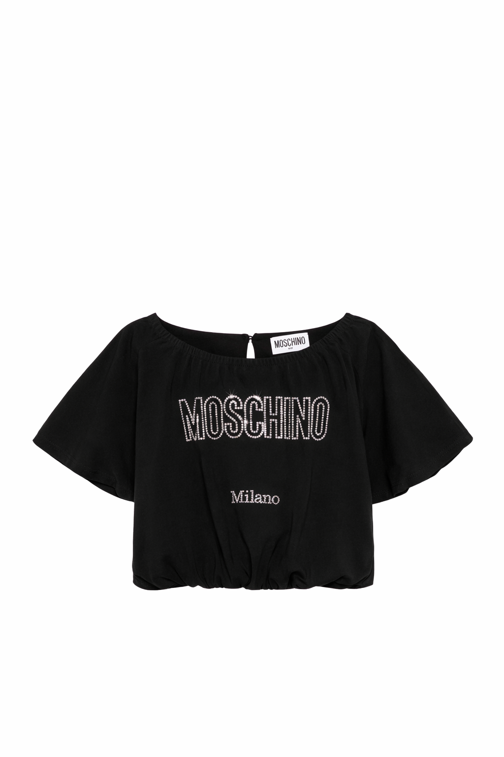 Top per bambina Moschino Kids nera con dettaglio logo HAM04BLBA10 60100 MOSCHINO KIDS