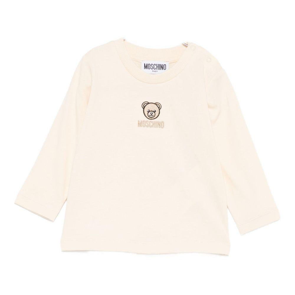 T-shirt per neonati Moschino Kids beige con motivo Teddy Bear ricamato M9O00RLAA10 20404 MOSCHINO KIDS