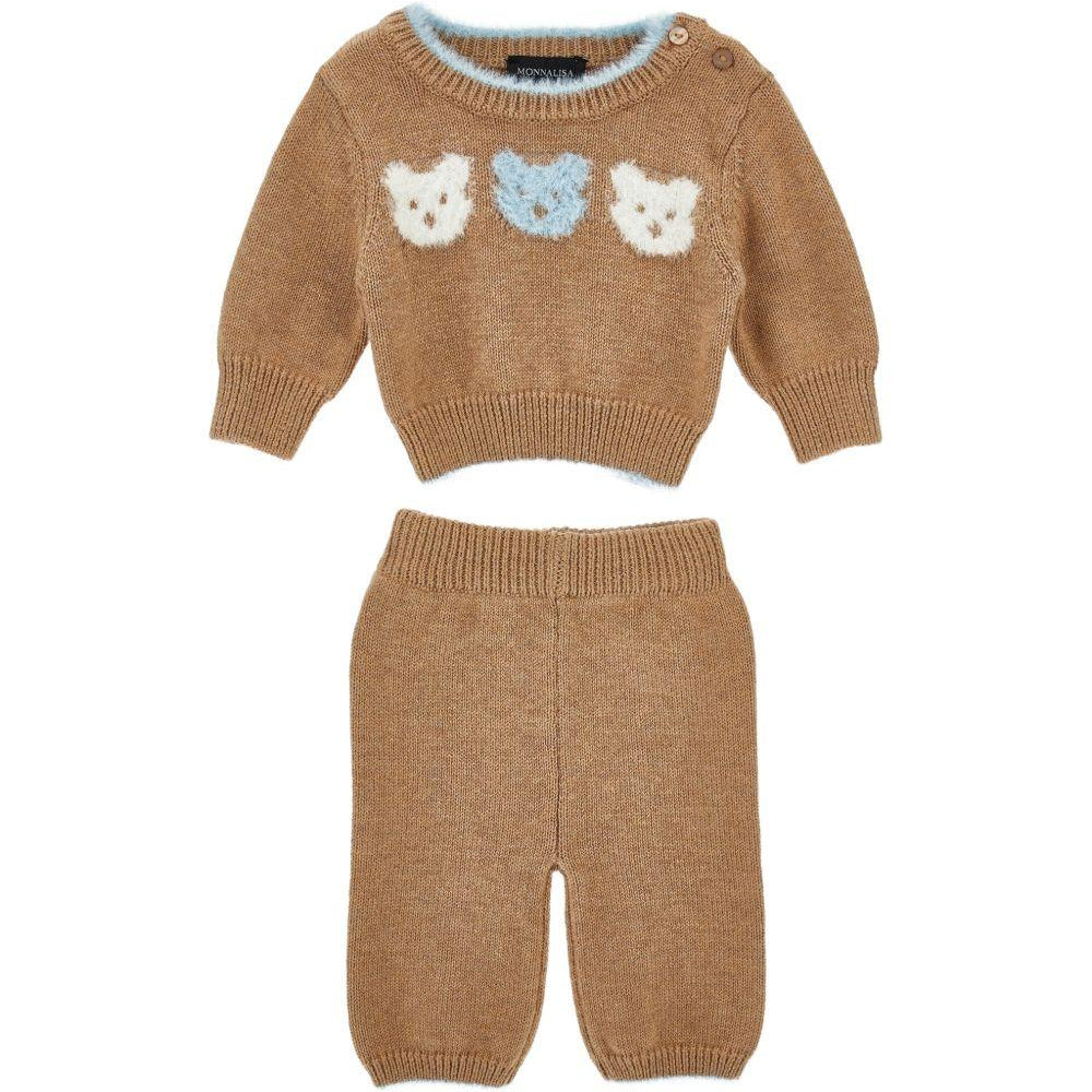 Completo per neonata Monnalisa Kids marrone con intarsio Teddy Bear 22H505 8060 0003 MONNALISA KIDS