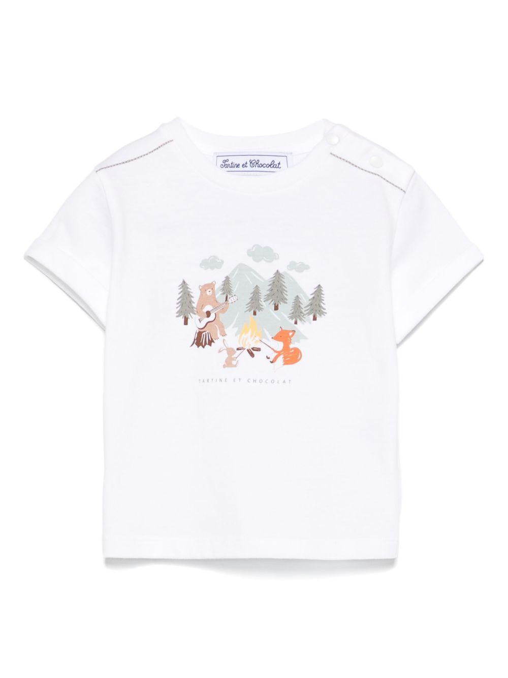 T-shirt per neonato Tartine Et Chocolat bianco con stampa CA10041 57 TArtine & Chocolat