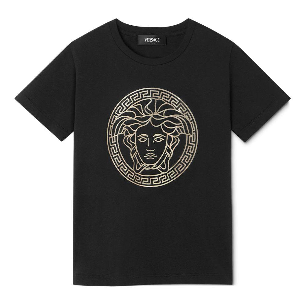 T-shirt per bambini Versace Kids nera con testa di Medusa 10002391A11718 2B130 VERSACE KIDS