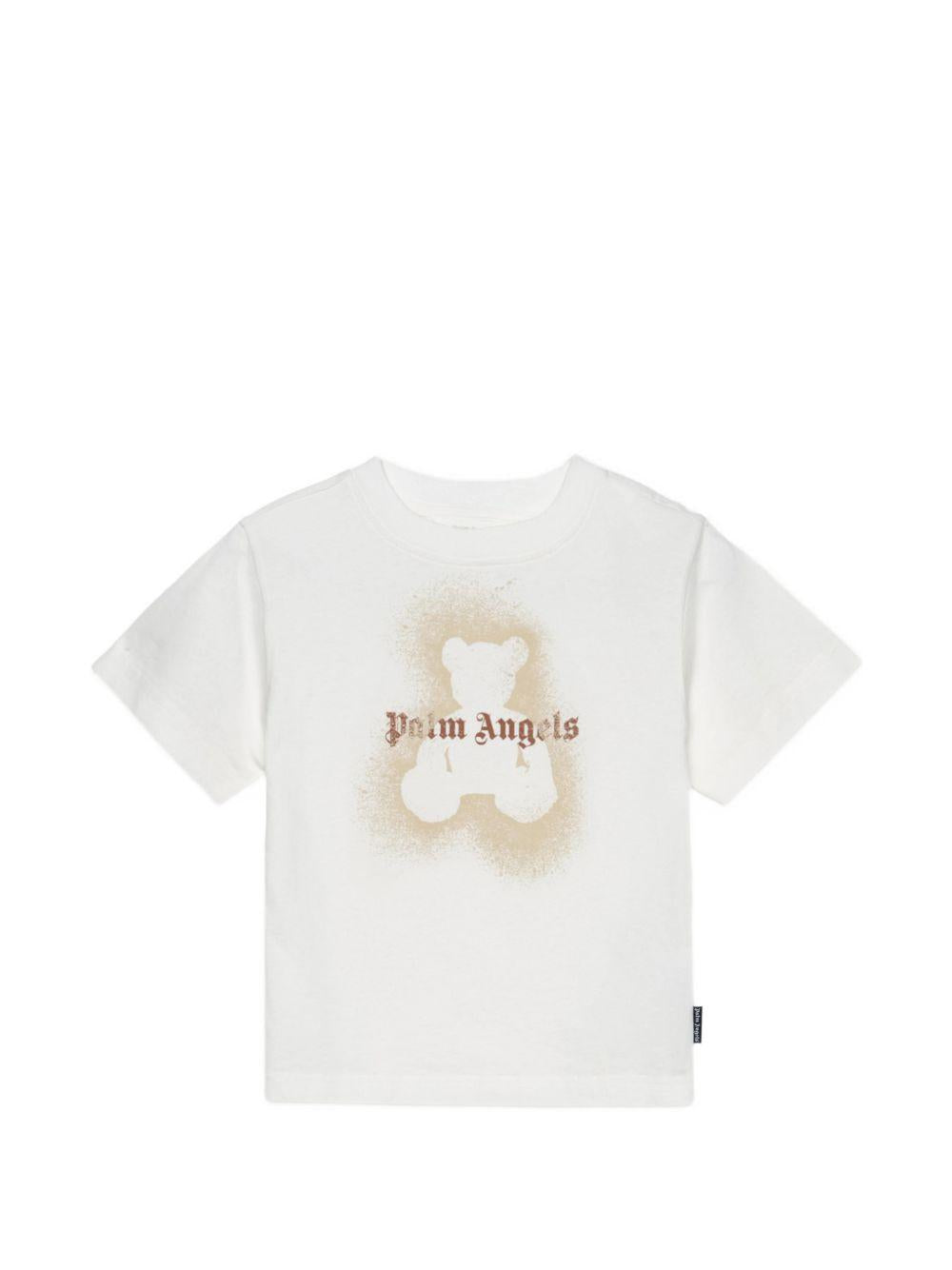 T-shirt per bambina Palm Angels Kids bianca con stampa teddy sul davanti PGAA002S26JER007 002 PALM ANGELS KIDS