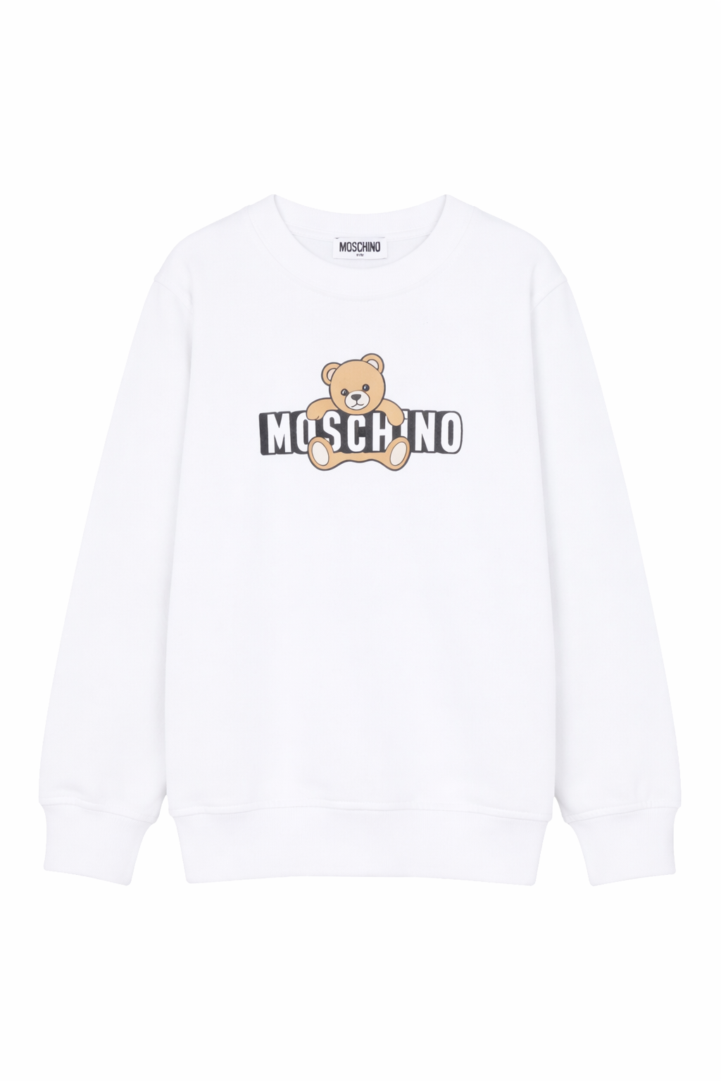 Felpa per bambini Moschino Kids bianca con stampa Teddy Bear HUF09ULCA19 10101 MOSCHINO KIDS