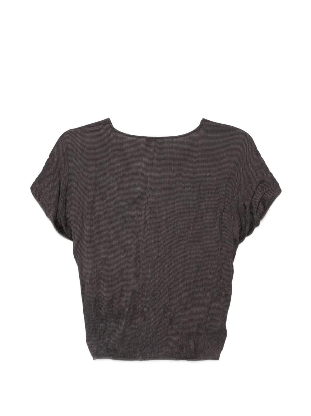 Camicetta arricciata Alysi marrone cioccolato con scollo a V 116835 P6204 CHOCO ALYSI