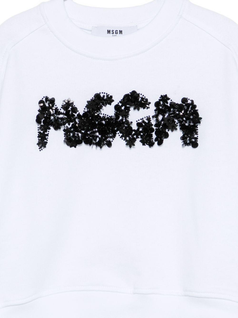 Felpa per bambina MSGM Kids bianca con applicazione logo S6MSJGSW088 001 MSGM KIDS