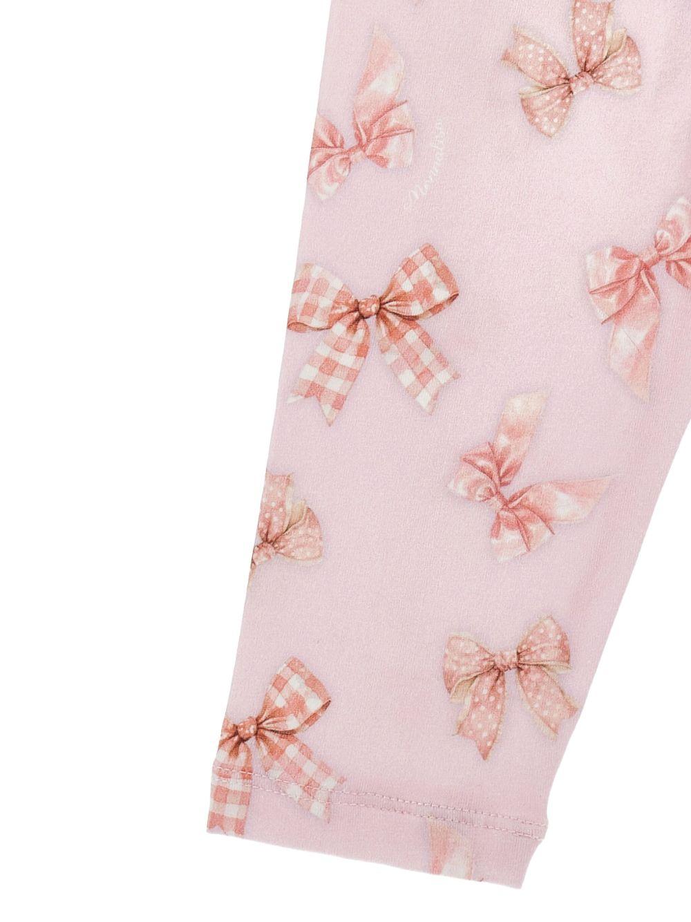 Set t-shirt e pantaloni per neonata Monnalisa bianco con stampa 31F500 6650 9001 MONNALISA