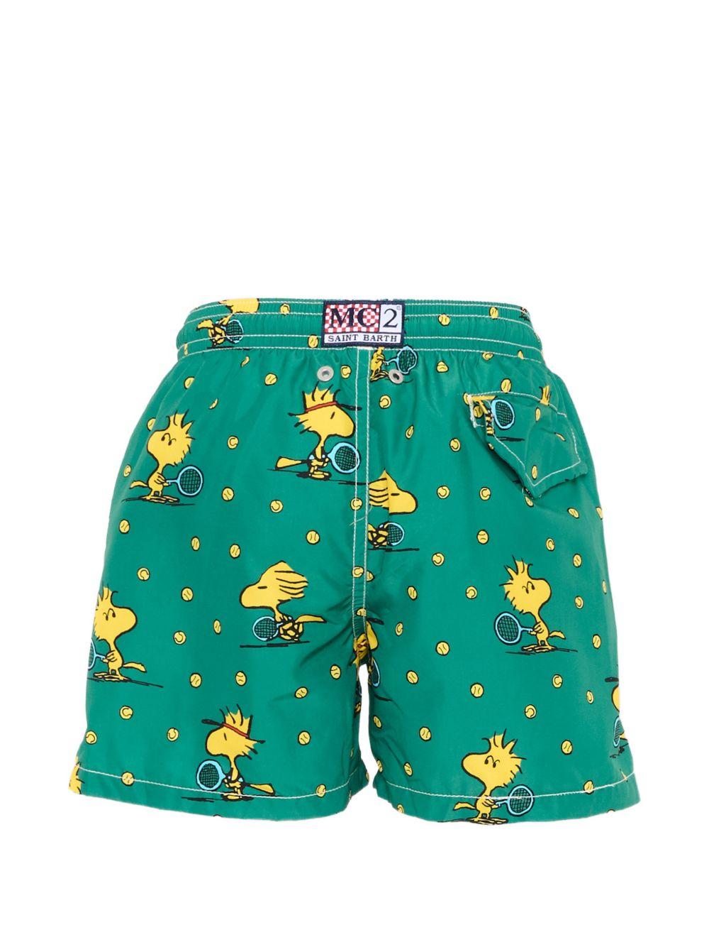 Costume per bambino MC2 Saint Barth Kids x Peanuts verde con stampa grafica all-over JEA0004 01072L MC2 ST. BARTH KIDS