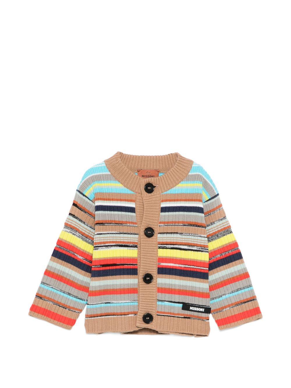 Cardigan per neonato Missoni Kids multicolore con motivo a righe con bottoni MY9510 X0264 999 MISSONI KIDS