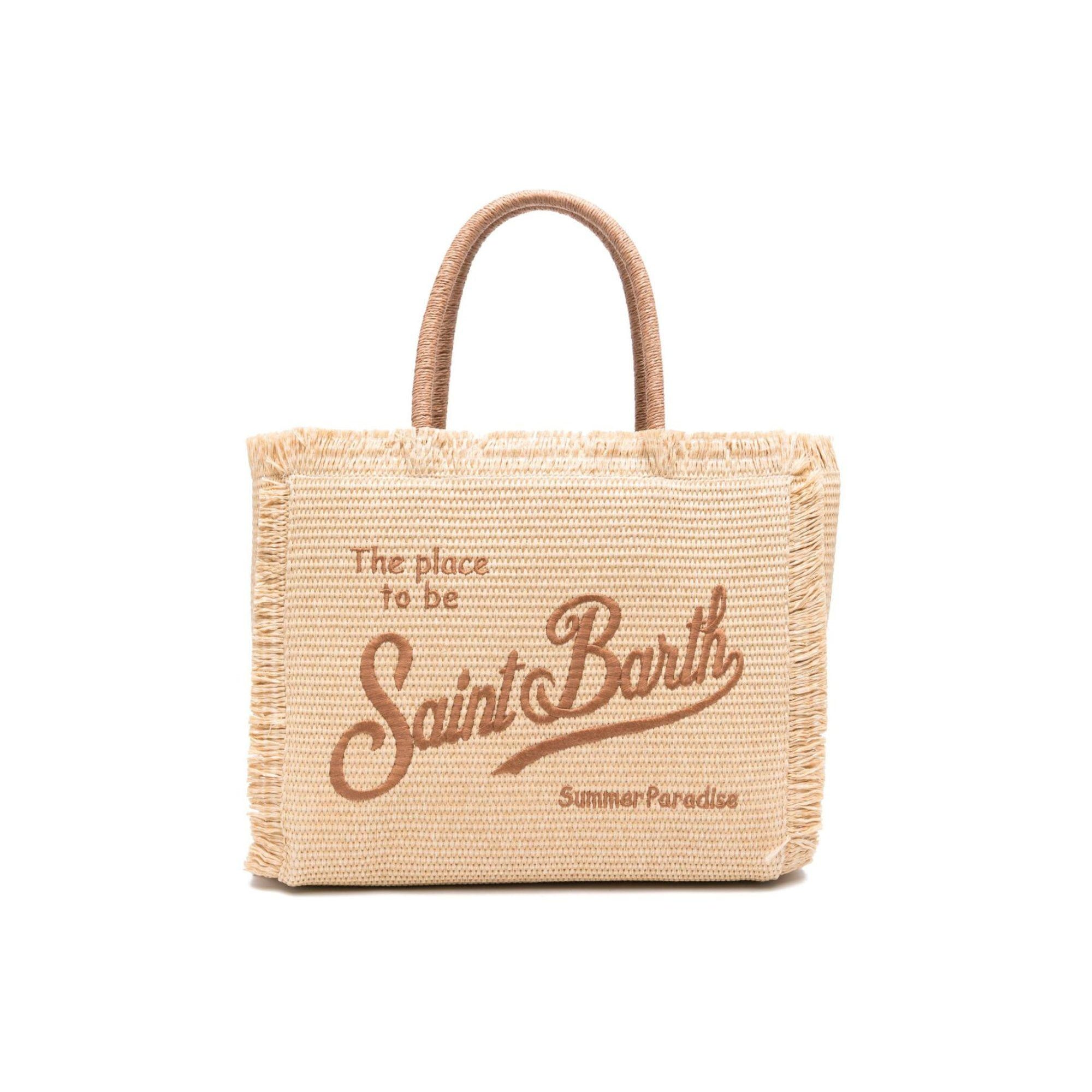 Borsa tote Vanity media MC2 Saint Barth beige con logo ricamato VANI021 00368L MC2 ST. BARTH KIDS
