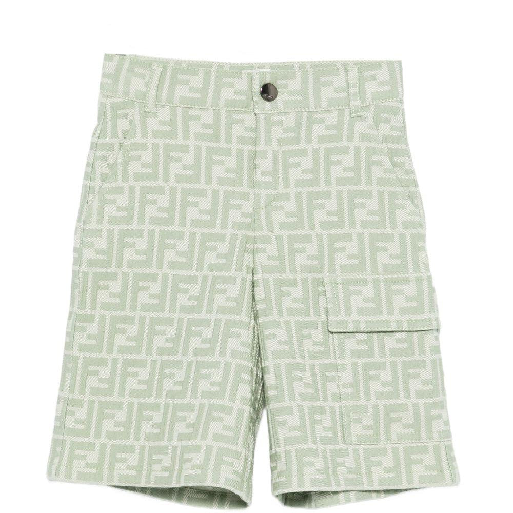 Cargo corti per bambino Fendi Kids verde con logo all-over JMF576 AVW1 F1DS6 FENDI KIDS