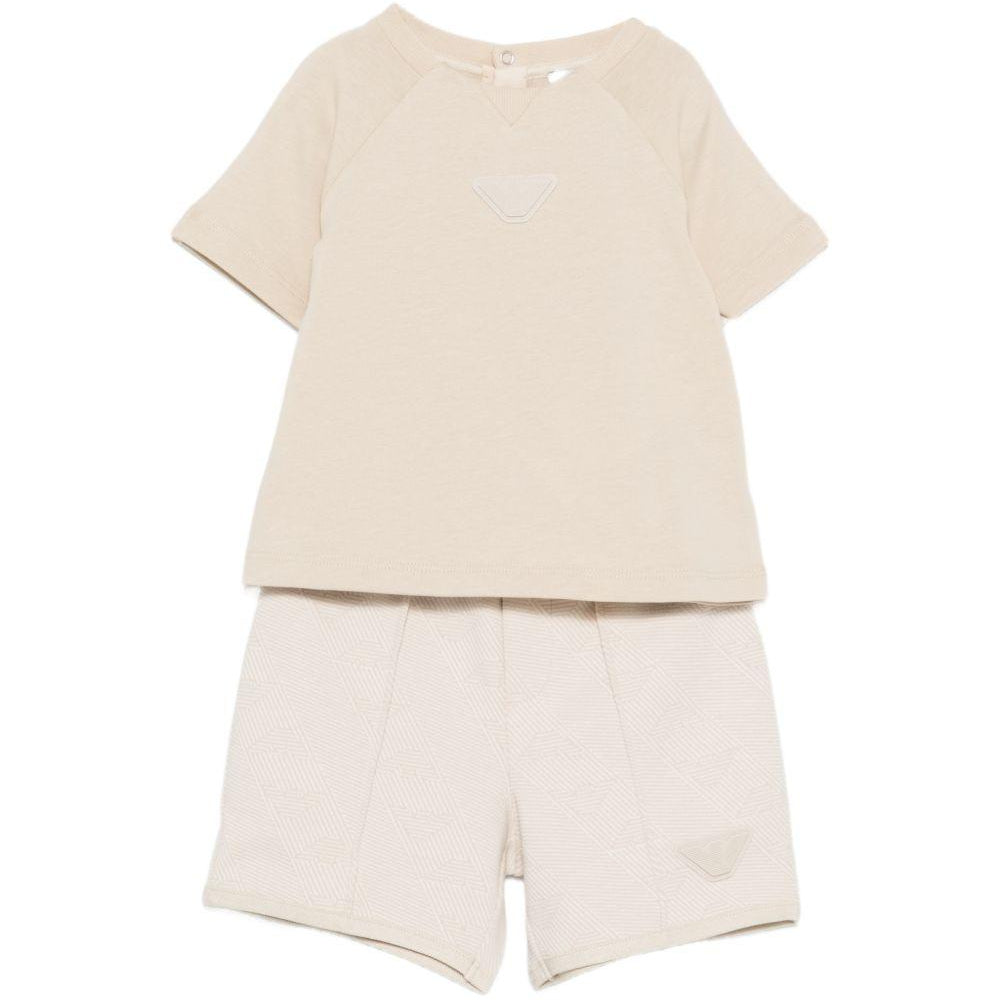 Tuta per neonato Emporio Armani Kids beige con dettaglio logo EB001622 AF13715 M1399 EMPORIO ARMANI KIDS