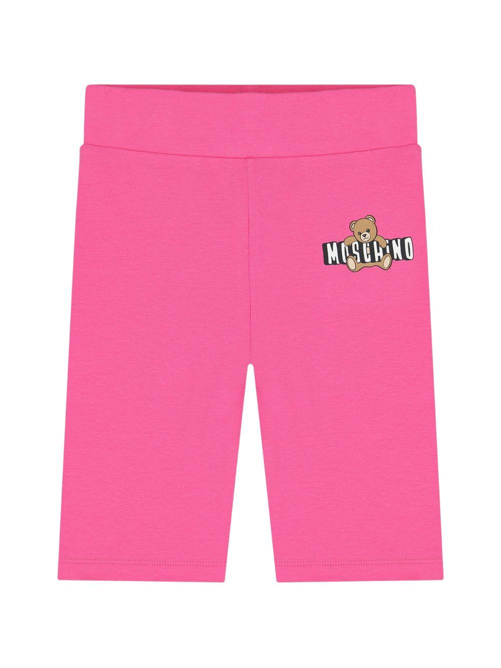 Set t-shirt e shorts per bambina Moschino Kids fucsia con stampa Teddy Bear HAG01HLBA00 50533 MOSCHINO KIDS