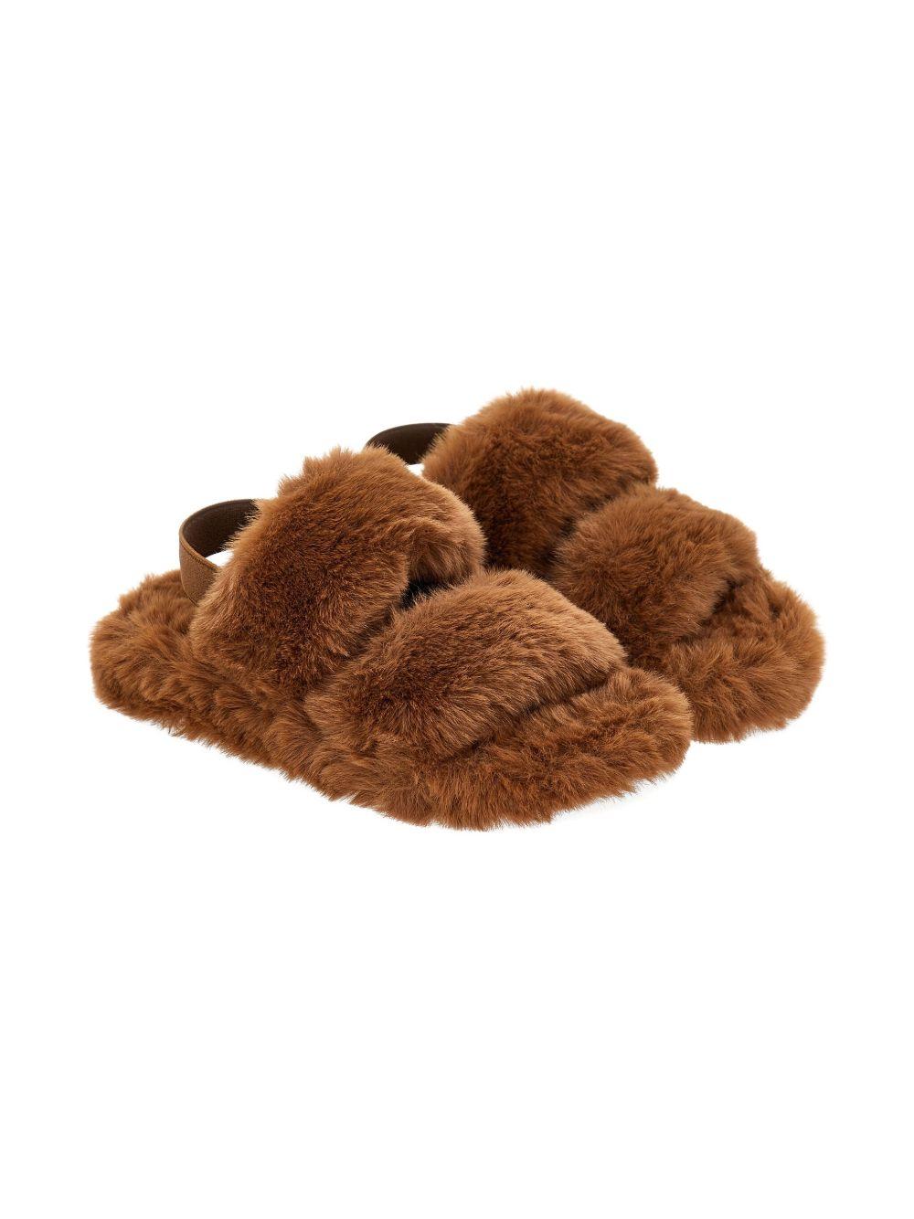 Sandali per bambina Monnalisa marrone in pelliccia sintetica 87F004 6708 0006 MONNALISA