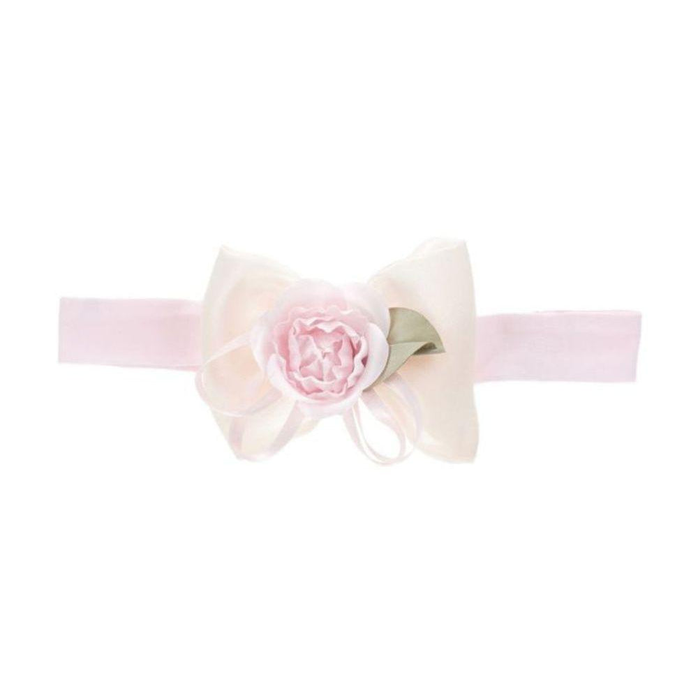 Fascia per capelli per neonata Monnalisa rosa con dettaglio con fiocco e fiore 73G005 7201 0091 MONNALISA KIDS