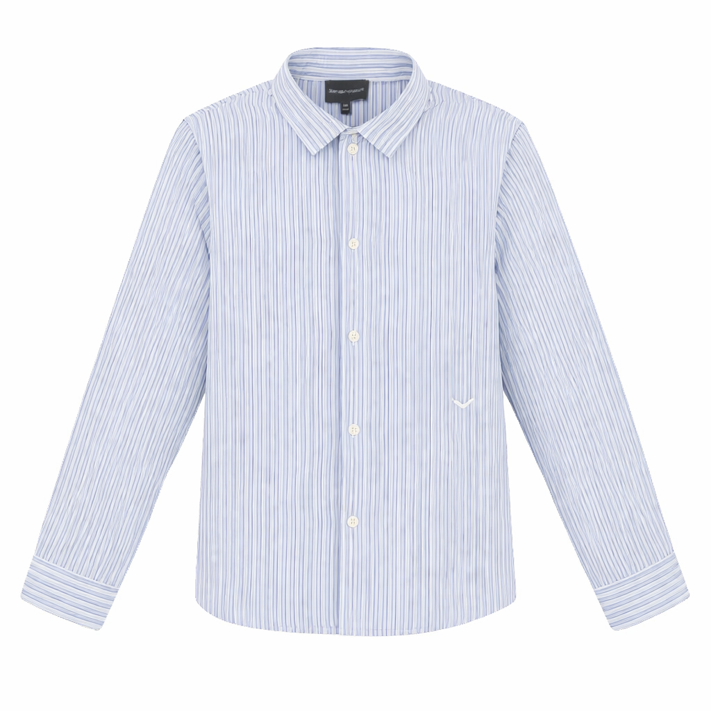 Camicia per bambino Emporio Armani Kids azzurra con motivo a righe EB001314 AF20973 F0023 EMPORIO ARMANI KIDS