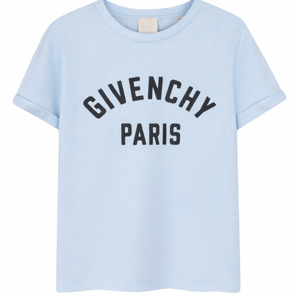 T-shirt da bambino Givenchy Kids azzurro con stampa logo H31109 77L GIVENCHY KIDS