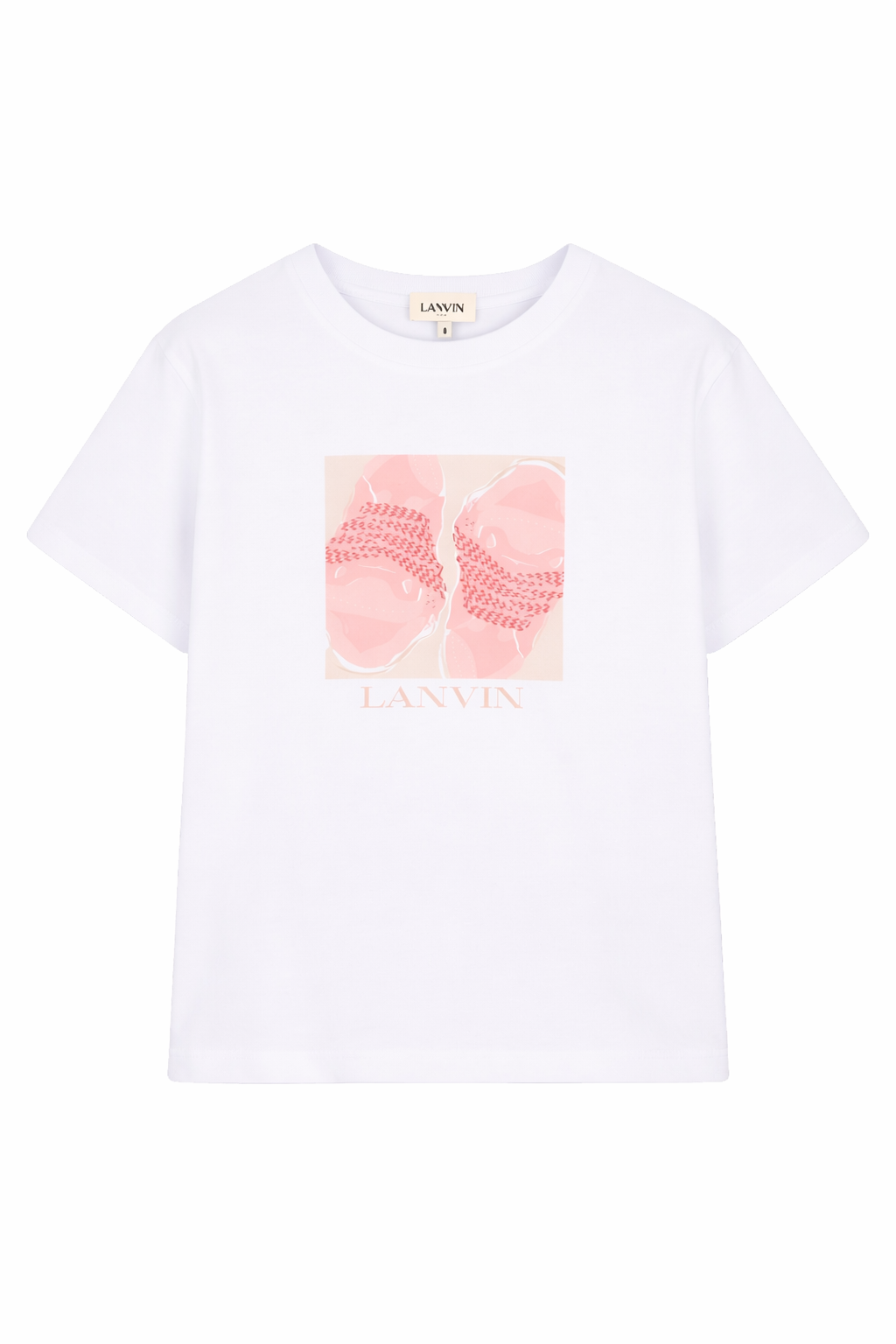 T-shirt per bambina Lanvin Enfant bianca con stampa sneakers rosa N30332 10P LANVIN
