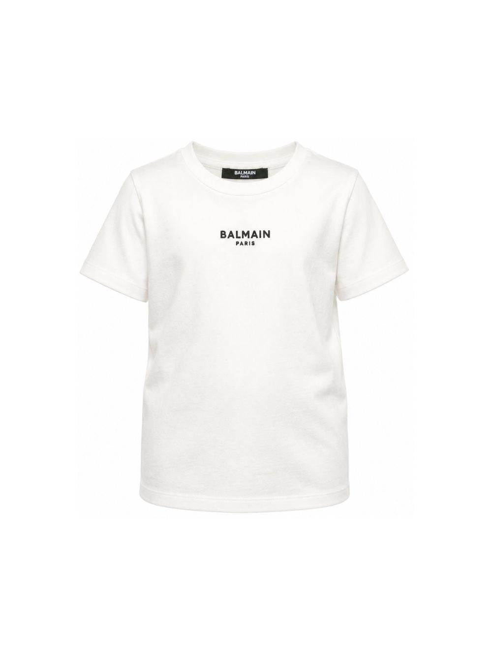 T-shirt per bambino Balmain Kids bianca con stampa logo sul davanti BZ8I11 Z3672 102NE BALMAIN KIDS