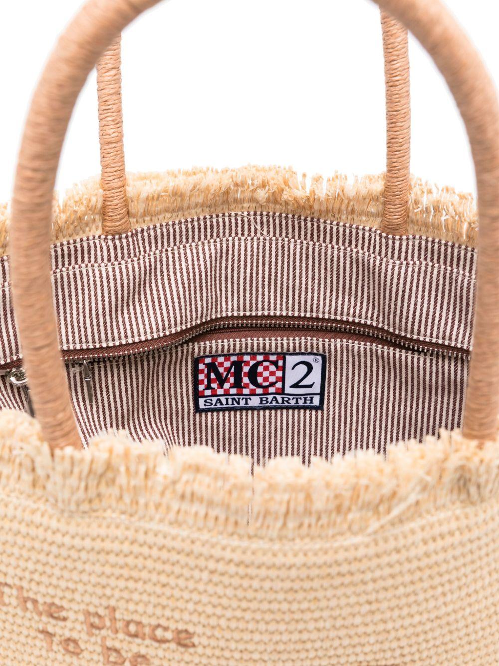 Borsa tote Vanity media MC2 Saint Barth beige con logo ricamato VANI021 00368L MC2 ST. BARTH KIDS