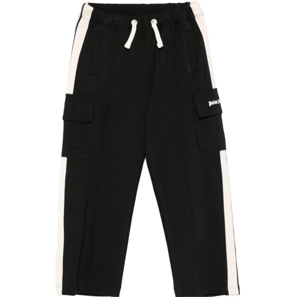 Pantaloni cargo Palm Angels Kids nero con dettaglio a strisce laterali PBCJ008S26FLE001 110 PALM ANGELS KIDS