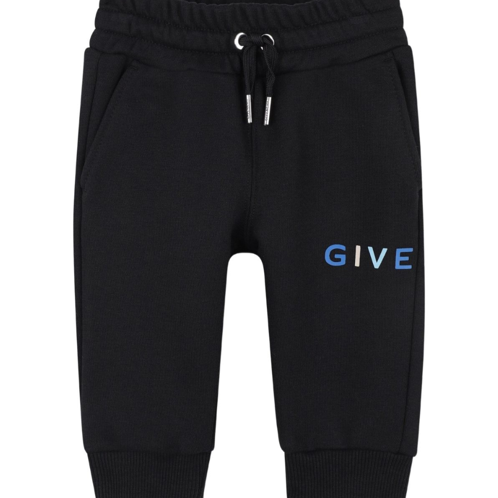 Pantaloni per neonato Givenchy Kids neri con fascia in vita con coulisse H30876 09B GIVENCHY KIDS