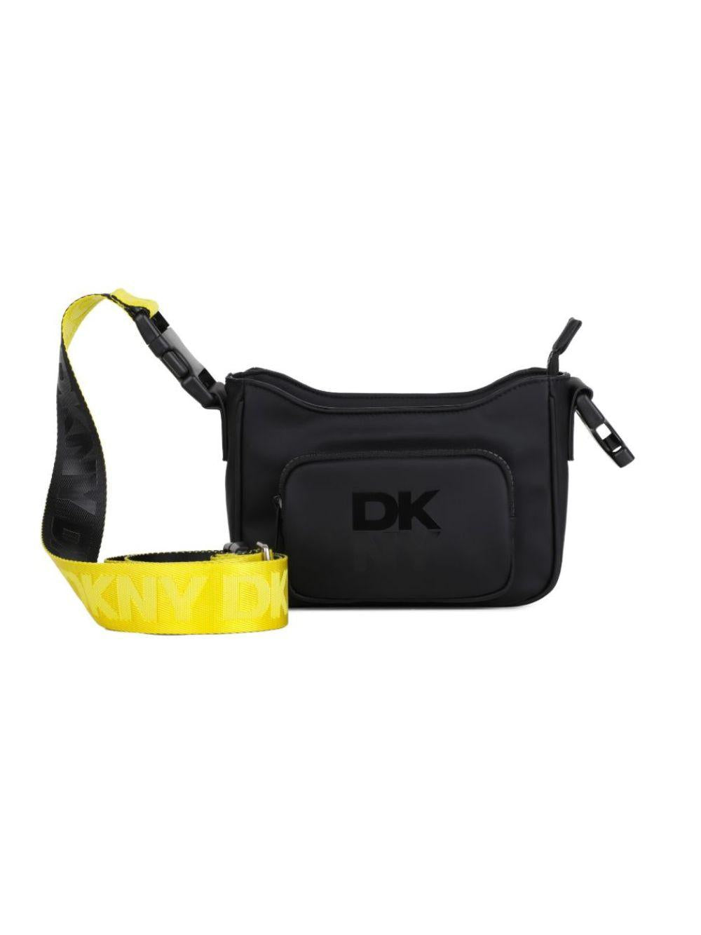 Borsa a spalla per bambina Dkny Kids nera con stampa logo D62641 09B DKNY