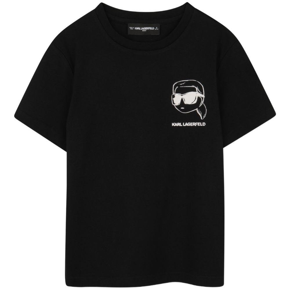 T-shirt per bambino Karl Lagerfeld Kids nera con stampa stile cartoon Z31103 09B KARL LAGERFELD KIDS