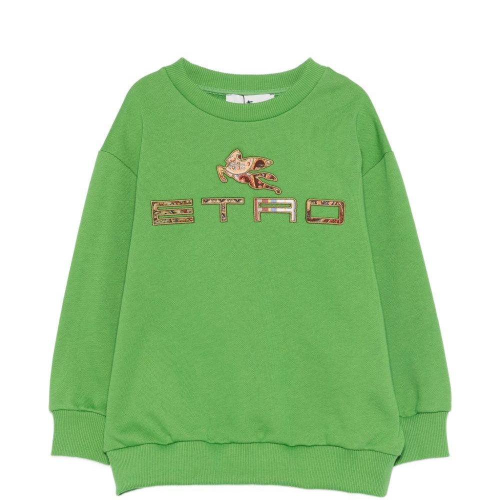 Felpa per bambino Etro Kids verde con applicazione Pegaso sul davanti GY4P50 Z3183 773 ETRO KIDS