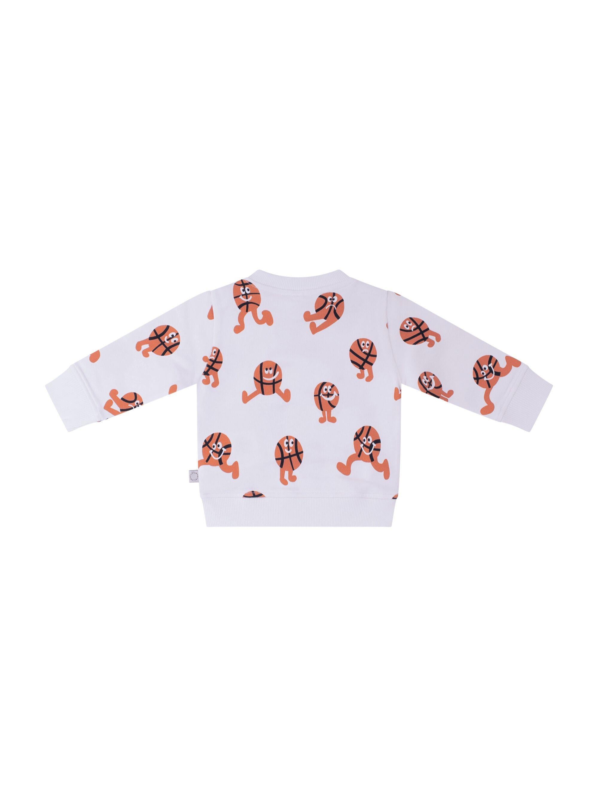 Felpa per neonato Stella McCartney Kids bianca con stampa basketball all-over TY4600 Z3566 100MC STELLA McCARTNEY KIDS